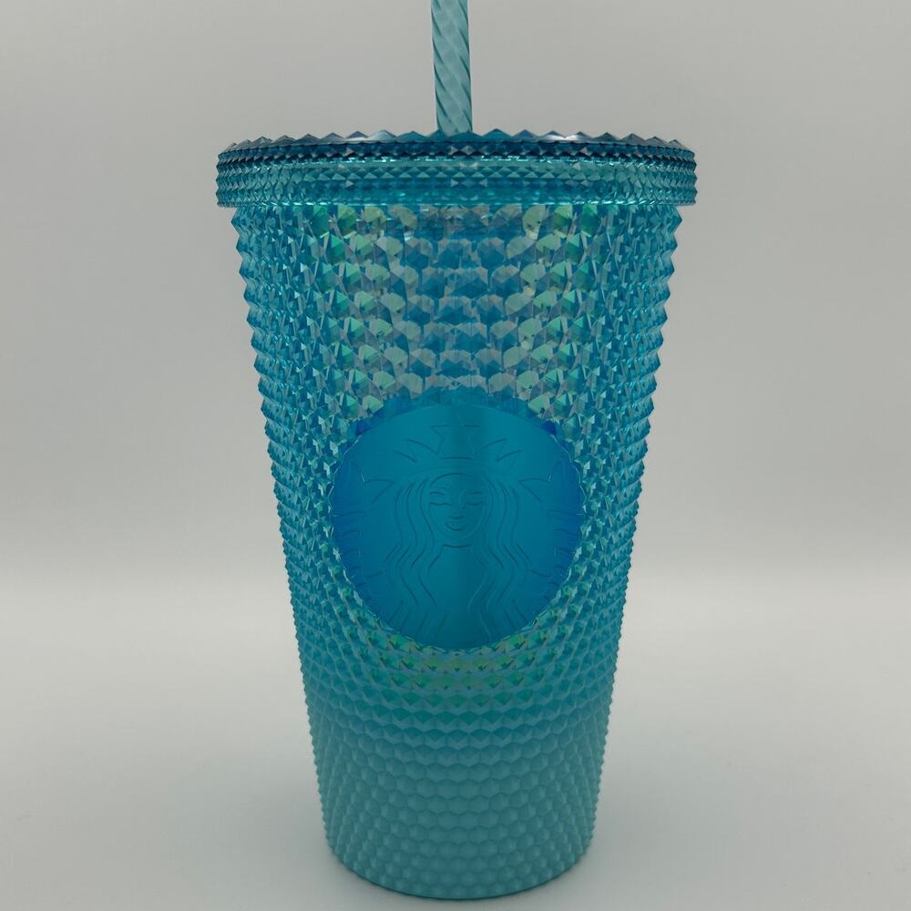 Starbucks Studded Blue Gradient Bling Ombre Cold Cup Tumbler Grande 16oz New